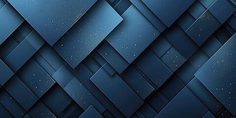 Blue background with geometric shapes and cubes in dark blue color, dark blue background. Created with Ai