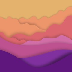 Paper cut, paper waves abstract sunset tone