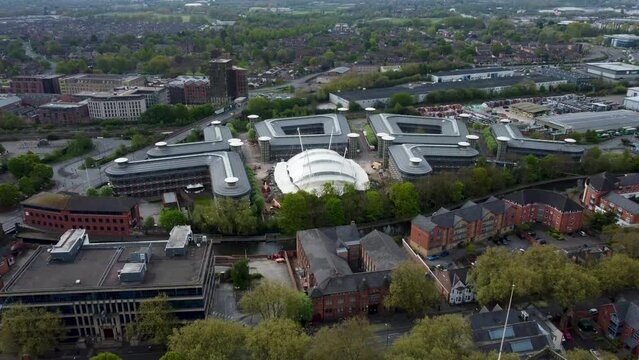 Birds Eye View Drone Shot Nottingham City and Suburbs in England