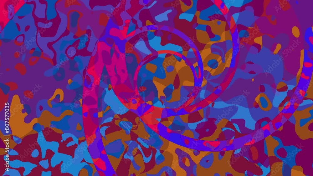 Poster psychedelic fluidity: retro vibes in chaotic concentric motion - a vintage kaleidoscope of swirling 
