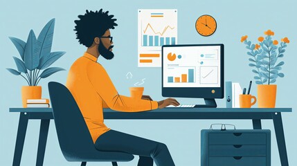 Fototapeta premium Productive Workflow Organization - Concept illustrations. Collection of scenes with people organizing and improving their workflow and workplace. Vector illustration