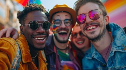 Friendship and Connection, A real photo capturing LGBTQ friends bonding and enjoying each other's company, emphasizing camaraderie and support.