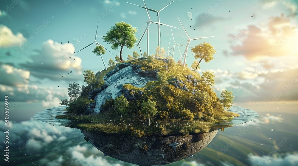Poster a symbolic image showing humanity united in an embrace around the earth as a sphere, with solar fiel
