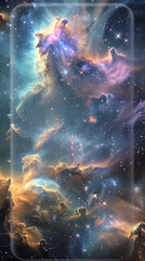 A cosmic collision of stars and galaxies, rendered in stunning realism on the surface of a transparent mobile phone cover.