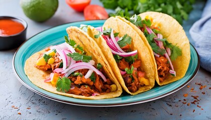 Delicious tacos al pastor on a plate, ready to devour