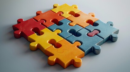 Obraz premium A creative illustration of a puzzle coming together, symbolizing problem-solving and strategy.