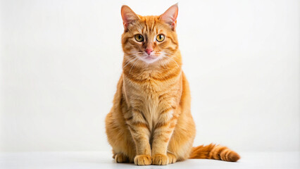 A single orange cat positioned against a pure white background, with no shadows or lighting effects.