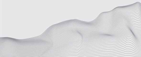 Abstract digital landscape. Wireframe landscape background. 3d futuristic vector illustration.
