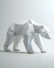 3D rendered creative bear origami, ad mockup isolated on a white and gray background.