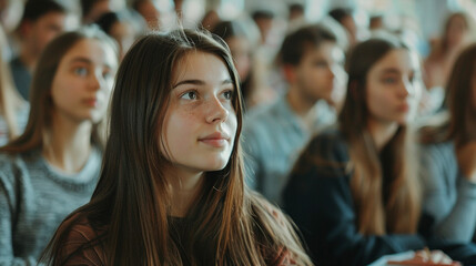 Fototapeta premium photo of students paying attention to the lesson