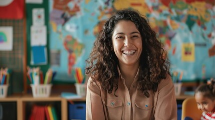   teacher promoting global awareness and cultural understanding among students in a multicultural classroom, 