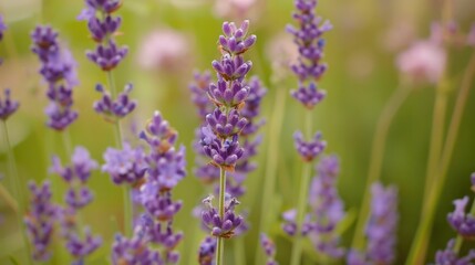 Obraz premium showcasing their delicate purple blooms and calming aroma. 