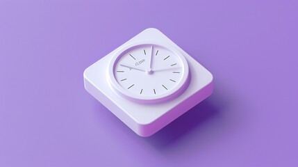 a white clock on a purple background