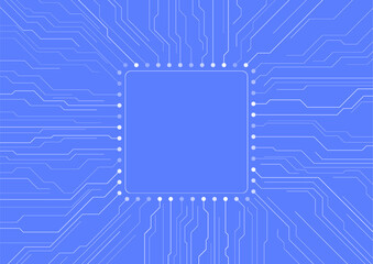 Blue minimal abstract futuristic tech background with circuit board lines. Vector chip digital art design