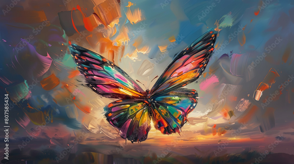 Canvas Prints A colorful butterfly is flying in the sky