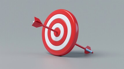 a red and white target with a arrow