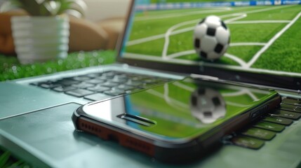 Sport betting online banner concept. app online bet on soccer.