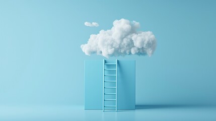 a ladder and cloud on top of a square box