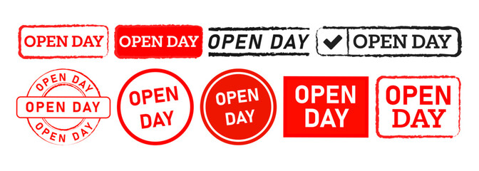 open day rectangle and circle stamp label sticker sign for business information