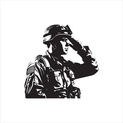 Veterans Army Saluting Vector Silhouettes Bundle, Soldier silhouettes collection for Veterans Day