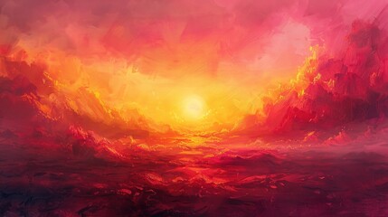 Obraz premium sky awash in vibrant hues of red and gold as the sun breaks over the horizon