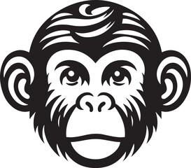 Monkey head silhouette vector illustration.