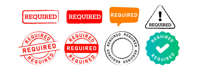 required rubber stamp and seal badge label sticker sign for information essential instruction