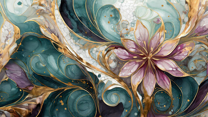 Gilded flower water color 