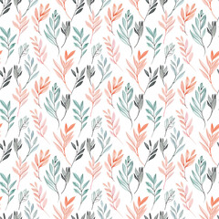 Botanical poster with watercolor leaves in art line style for decor, design, wallpaper, packaging.