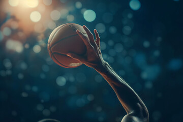 Basketball player hand throwing the ball