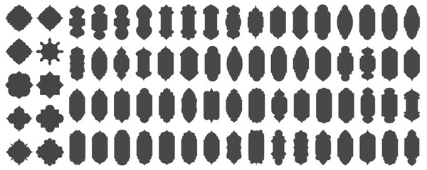 Islamic shapes Ramadan window frame design. Turkish and Indian vector ornament. Arabic door arch. Oriental architecture elements