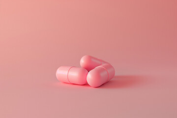 pink capsules sitting on a hot pink plain background