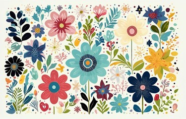 Fun cute colorful flower 2d background