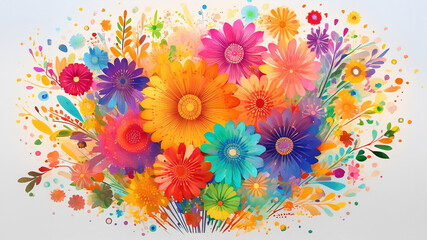 Fun cute colorful flower 2d background