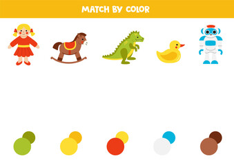 Color matching game for kids. Match toys and colors.