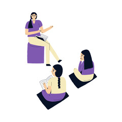 Kindergarten Teacher Reads a Book to Children