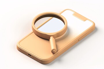 a phone with a magnifying glass on it