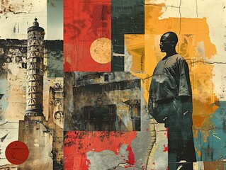 Fototapeta premium Illustrate a pivotal historical event through a unique collage animation