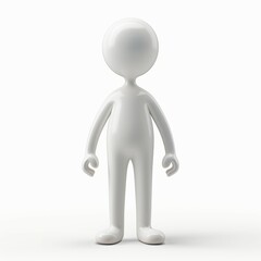 3D icon human figure. White color. Social media user profile concept. Generative AI technology.	 
