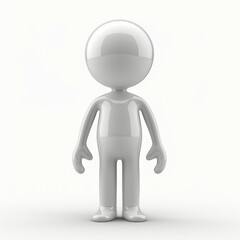 3D icon human stick figure character. White color. Social media user profile concept. Generative AI technology.