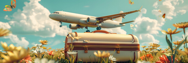 travel insurance ads creative 3d ,spring travel