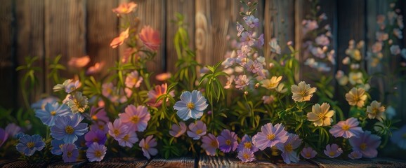 Admire The Charming Allure Of Garden Flowers Set Against A Rustic Wooden Background, Background HD For Designer 