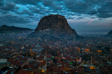 Karahisar castle on a rock mountain, Afyon, Turkey