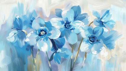 Pale blue forgetmenots with bold brushstrokes