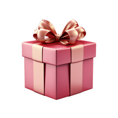 Obraz premium A pink gift box with a gold ribbon wrapped around a separate lid and a separate bottom.
