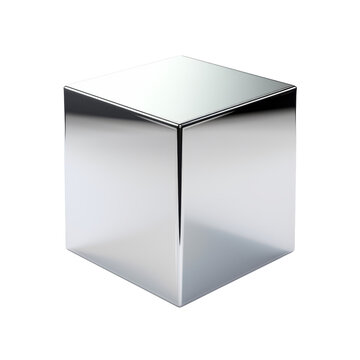 3D shiny metal cube.