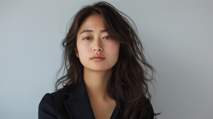 Obraz premium Work-Life Balance: A real photo showcasing a young Asian woman maintaining a healthy work-life balance against a clean white backdrop. 