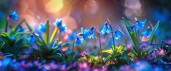 Amidst The Park'S Tranquil Setting, Scilla Flowers Sway Gently In The Breeze, Background HD For Designer 