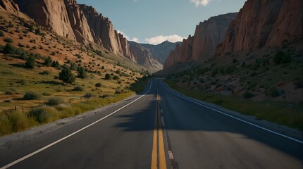 Empty open highway in Wyoming