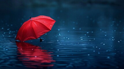 a red umbrella in the rain